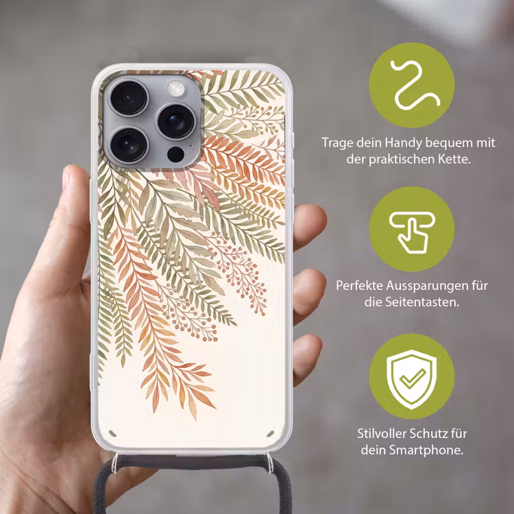 Botanisch - Aquarel - Kleurrijk Hoesje iPhone 16 Pro Max met koord klein -sfeer2_DE