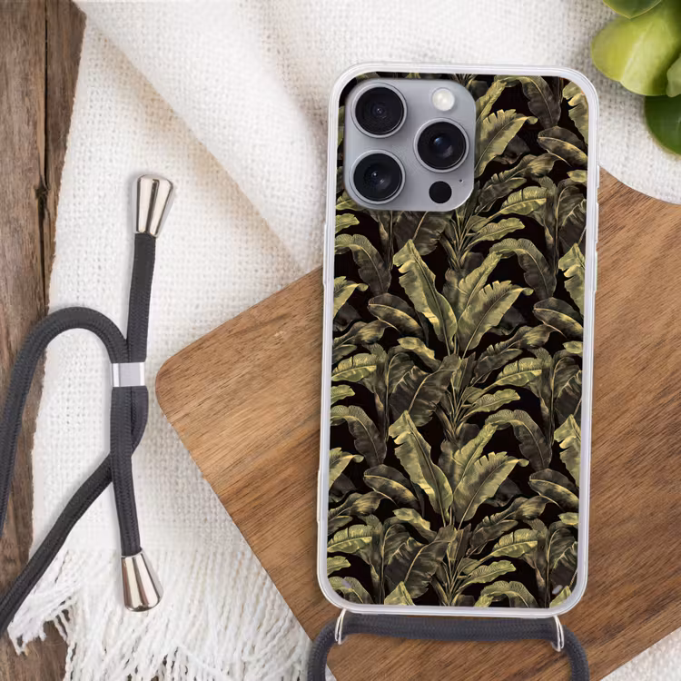 Botanisch - Bladeren - Groen Hoesje iPhone 16 Pro Max met koord klein 804 -sfeer4