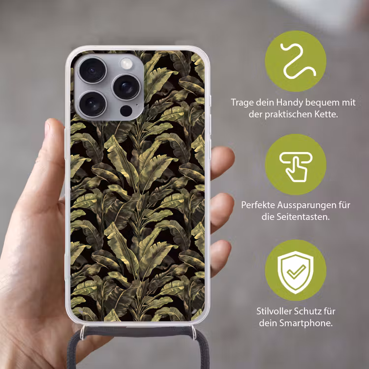 Botanisch - Bladeren - Groen Hoesje iPhone 16 Pro Max met koord klein 804 -sfeer2_DE