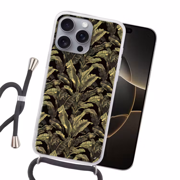 Botanisch - Bladeren - Groen Hoesje iPhone 16 Pro Max met koord klein 804 -sfeer1