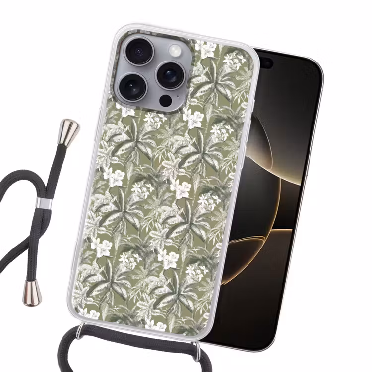 Botanisch - Bloemen - Groen Hoesje iPhone 16 Pro Max met koord klein 804 -sfeer1