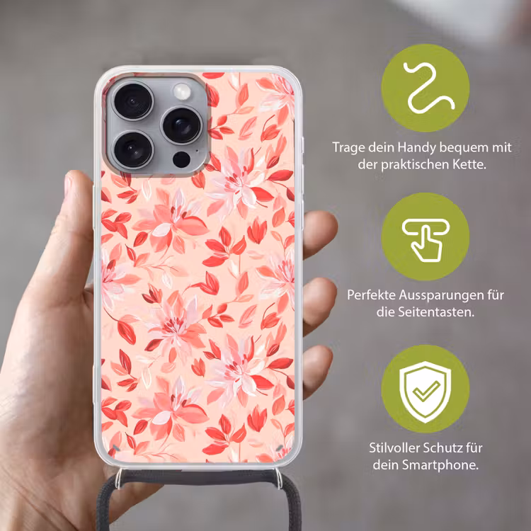 Botanisch - Bloemen - Rood Hoesje iPhone 16 Pro Max met koord klein 804 -sfeer2_DE