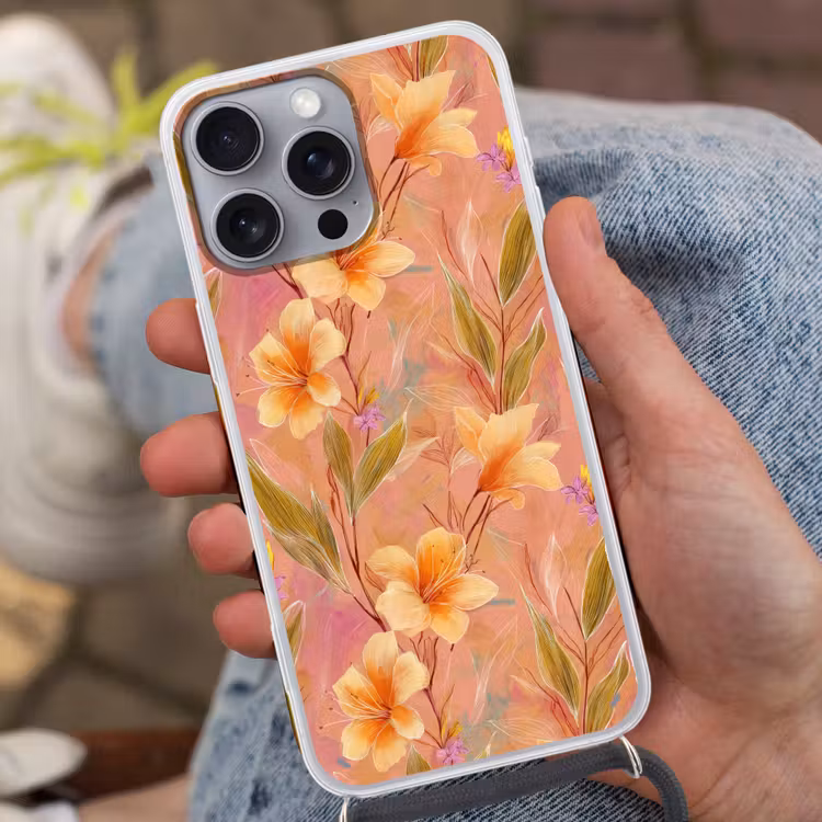 Botanisch - Bloemen - Kleurrijk Hoesje iPhone 16 Pro Max met koord klein 804 -sfeer3