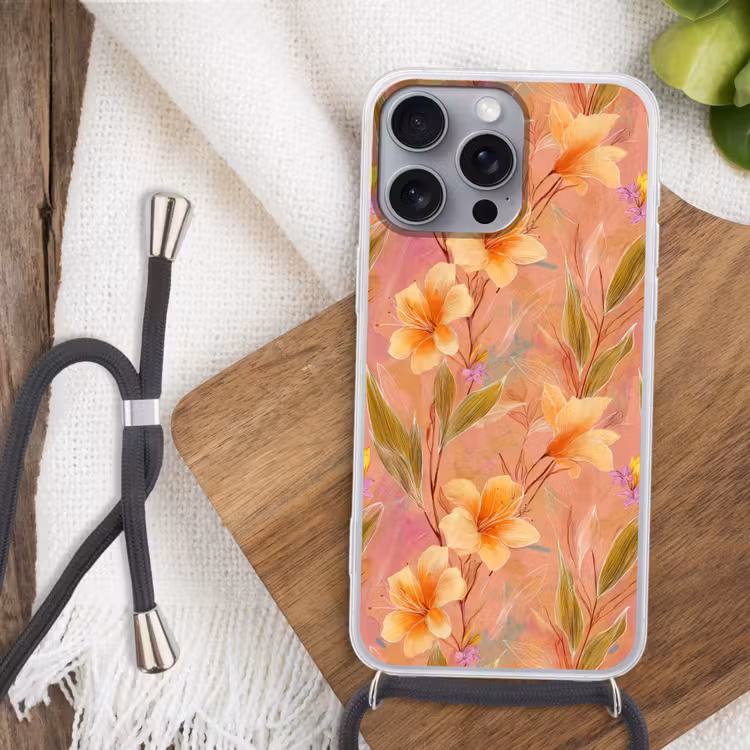 Botanisch - Bloemen - Kleurrijk Hoesje iPhone 16 Pro Max met koord klein 804 -sfeer4