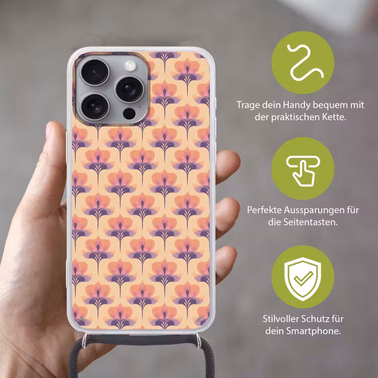 Botanisch - Patroon - Pastel Hoesje iPhone 16 Pro Max met koord klein 804 -sfeer2_DE