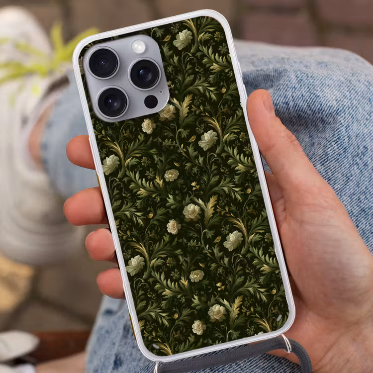 Botanisch - Naadloos - Bloemen Hoesje iPhone 16 Pro Max met koord klein 804 -sfeer3