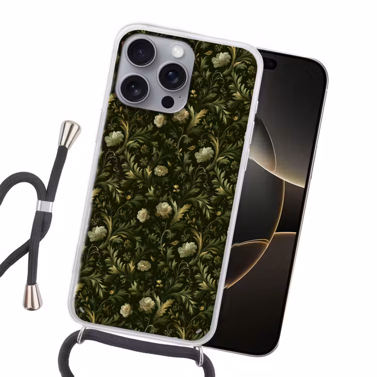Botanisch - Naadloos - Bloemen Hoesje iPhone 16 Pro Max met koord klein 804 -sfeer1