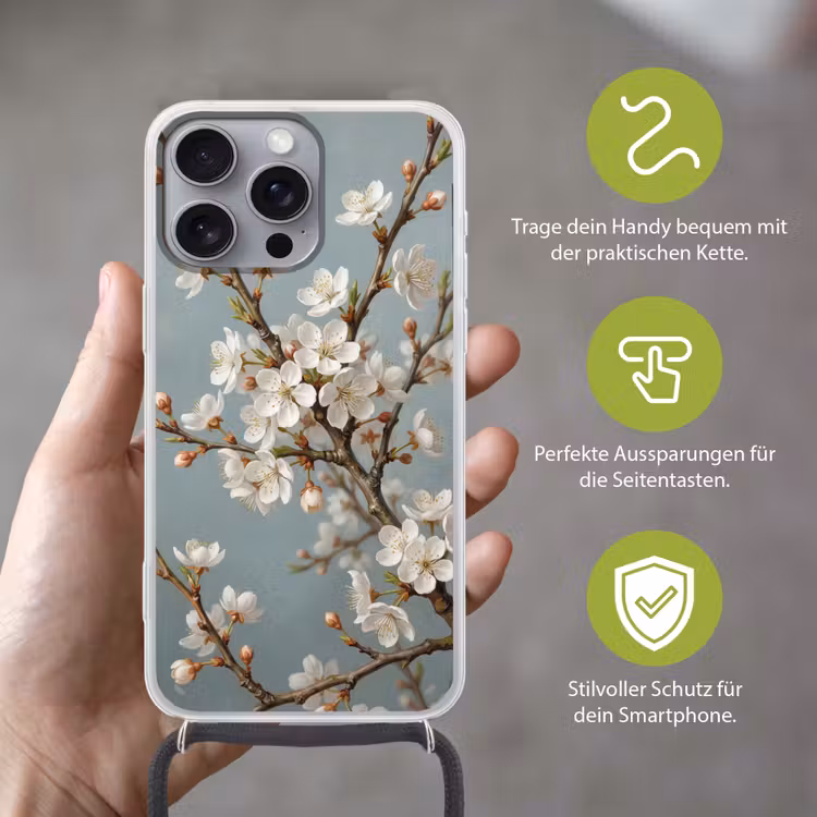 Botanisch - Stilleven - Blauw Hoesje iPhone 16 Pro Max met koord klein -sfeer2_DE