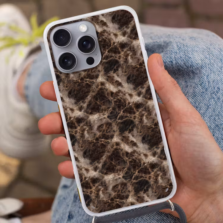 Bruin - Goud - Marmer Hoesje iPhone 16 Pro Max met koord klein 804 -sfeer3