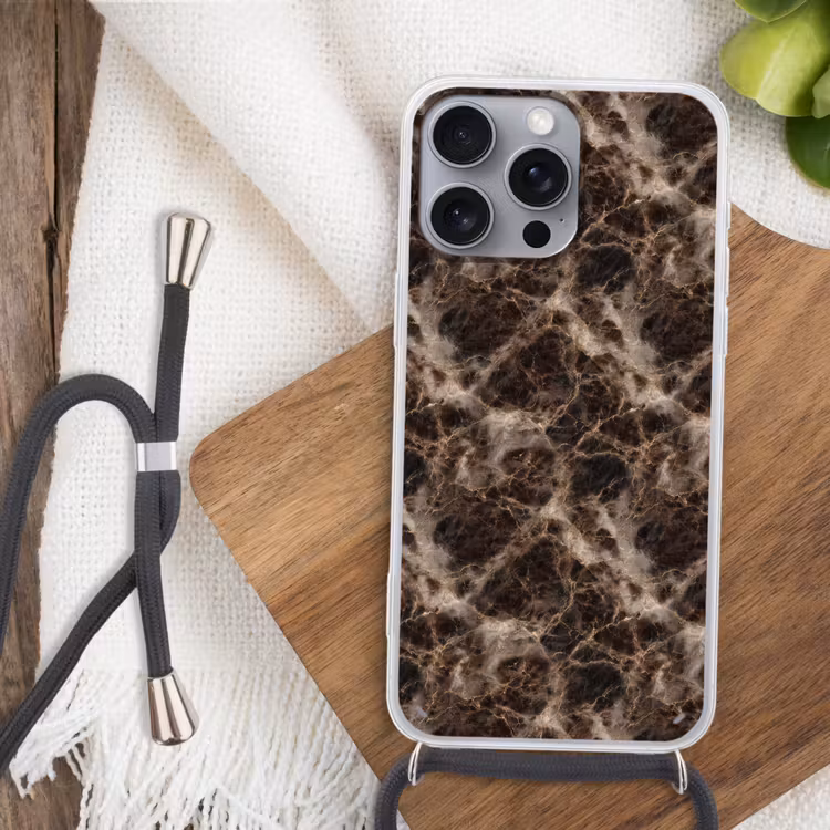 Bruin - Goud - Marmer Hoesje iPhone 16 Pro Max met koord klein 804 -sfeer4