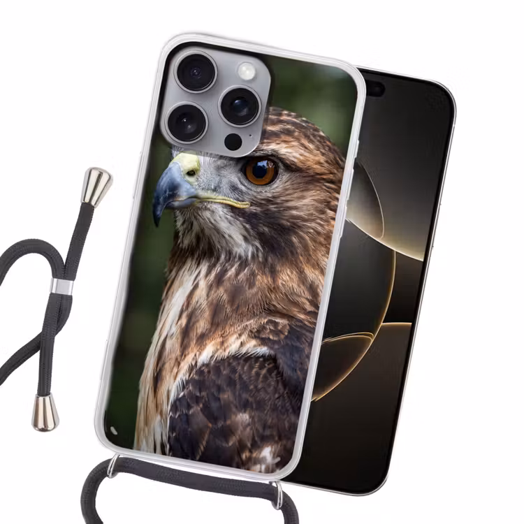 Buizerd - Roofvogel - Natuur - Bruin Hoesje iPhone 16 Pro Max met koord klein -sfeer1