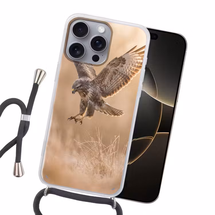 Buizerd - Roofvogel - Natuur - Bruin Hoesje iPhone 16 Pro Max met koord klein -sfeer1