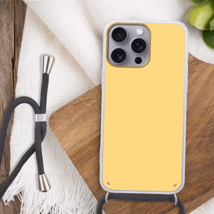 Butter - Geel - Yellow Hoesje iPhone 16 Pro Max met koord klein 804 -sfeer4