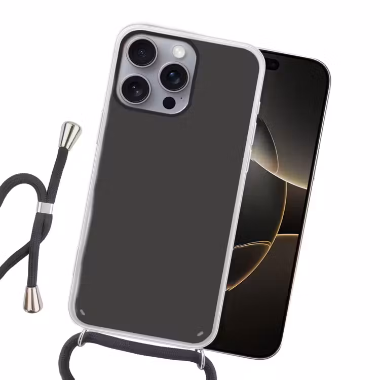 Charcoal - Grijs- Grey Hoesje iPhone 16 Pro Max met koord klein 804 -sfeer1
