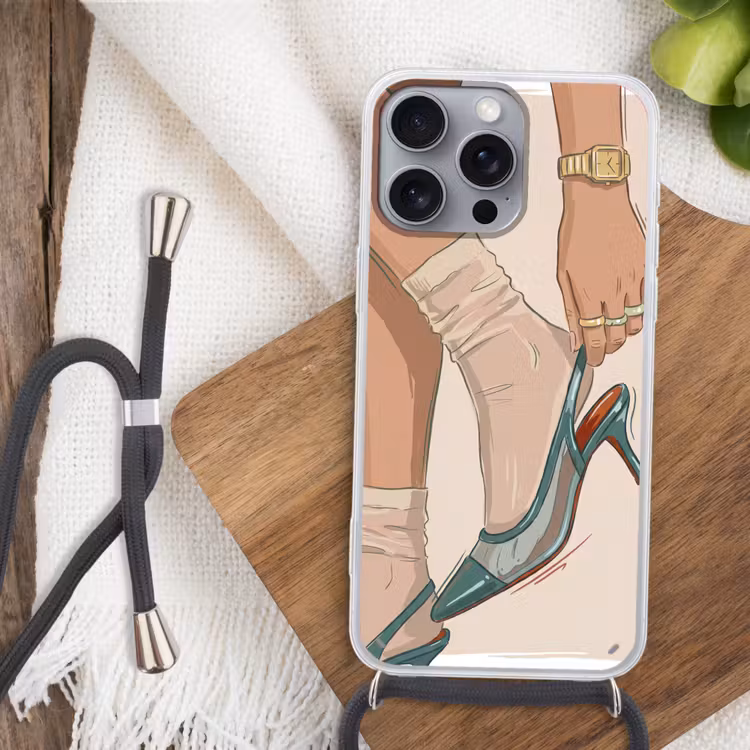 Vrouw - Schoen - Mode - Lifestyle - Groen Hoesje iPhone 16 Pro Max met koord klein -sfeer4