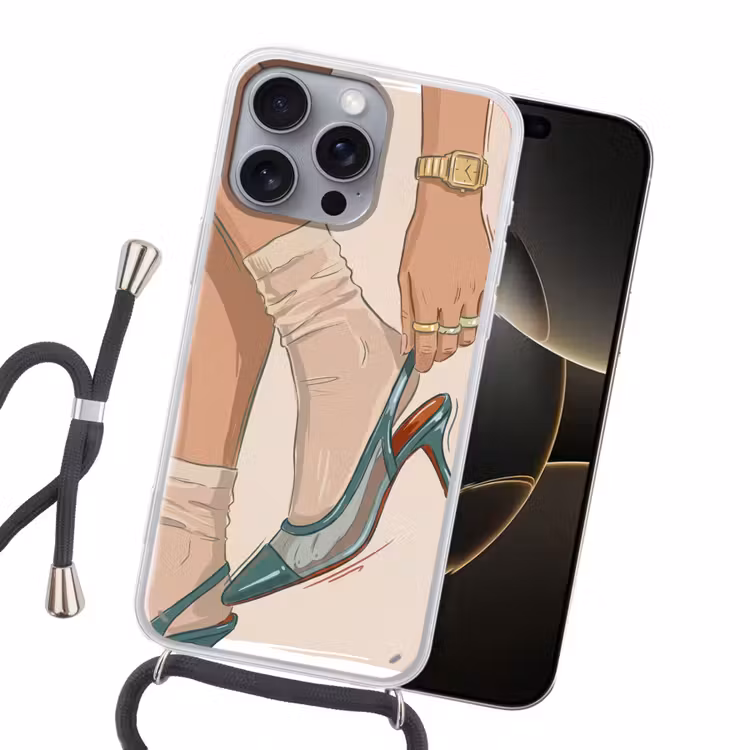 Vrouw - Schoen - Mode - Lifestyle - Groen Hoesje iPhone 16 Pro Max met koord klein -sfeer1