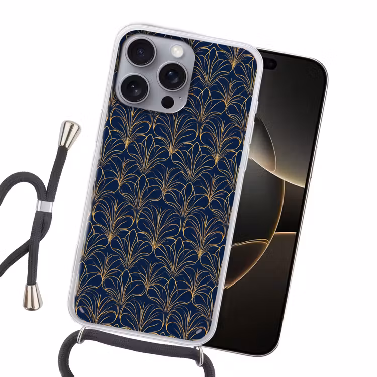 Deco - Waaier - Blauw Hoesje iPhone 16 Pro Max met koord klein 804 -sfeer1