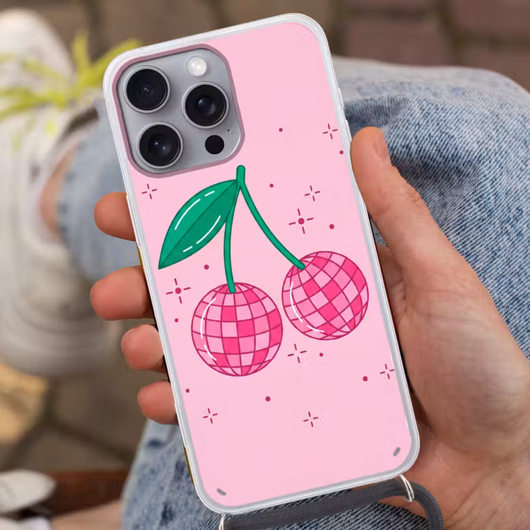 Decoratie - Disco-bal - Feest - Roze Hoesje iPhone 16 Pro Max met koord klein -sfeer3