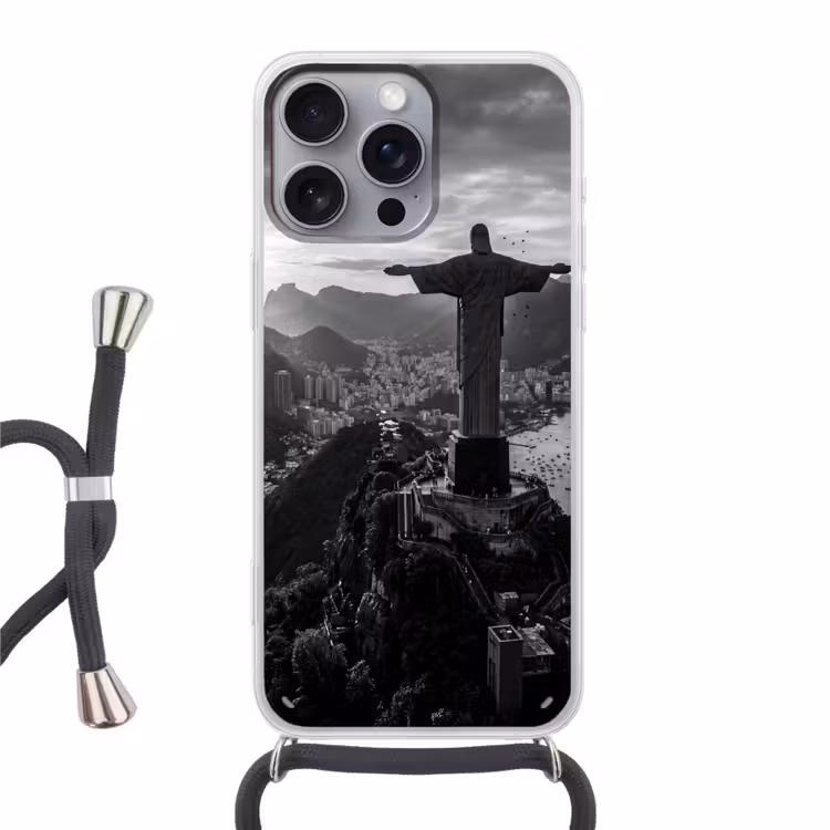 Monument - Stadsgezicht - Landschap - Zwart-wit Hoesje iPhone 16 Pro Max met koord klein -3d