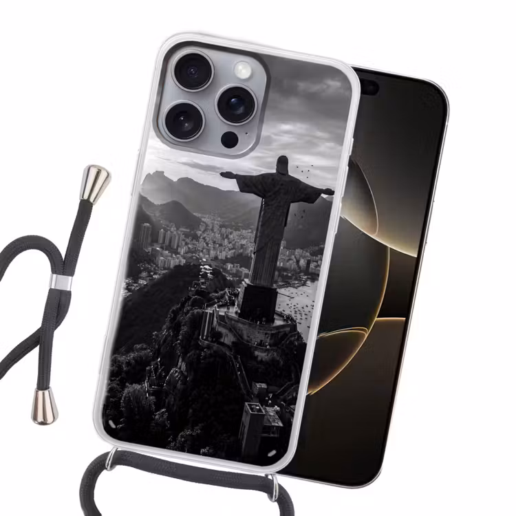 Monument - Stadsgezicht - Landschap - Zwart-wit Hoesje iPhone 16 Pro Max met koord klein -sfeer1