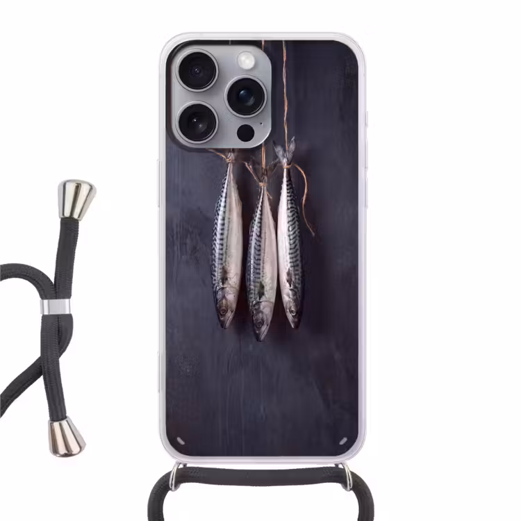 Handyhülle mit Band - Drei Fische – Seil - Drie vissen - Touw Hoesje iPhone 16 Pro Max met koord klein