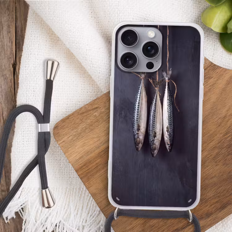 Handyhülle mit Band - Drei Fische – Seil - Drie vissen - Touw Hoesje iPhone 16 Pro Max met koord klein