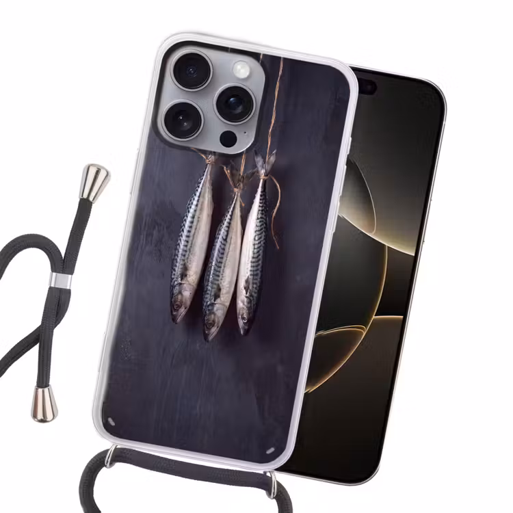 Handyhülle mit Band - Drei Fische – Seil - Drie vissen - Touw Hoesje iPhone 16 Pro Max met koord klein