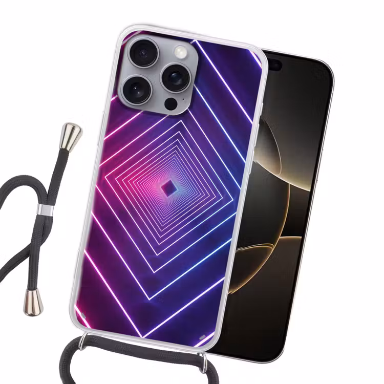 Driedimensionaal - Tunnel - Ruimte Hoesje iPhone 16 Pro Max met koord klein -sfeer1