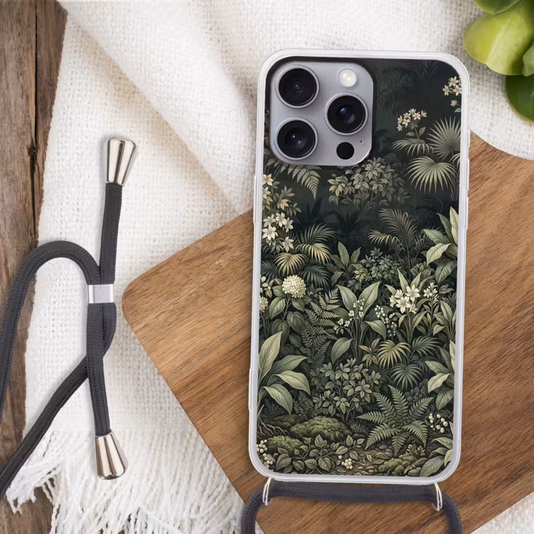 Jungle - Bladeren - Botanisch - Groen Hoesje iPhone 16 Pro Max met koord klein -sfeer4
