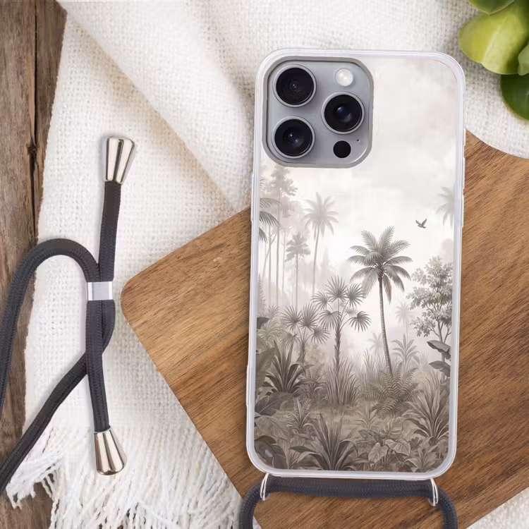 Jungle - Palmbomen - Natuur Hoesje iPhone 16 Pro Max met koord klein -sfeer4