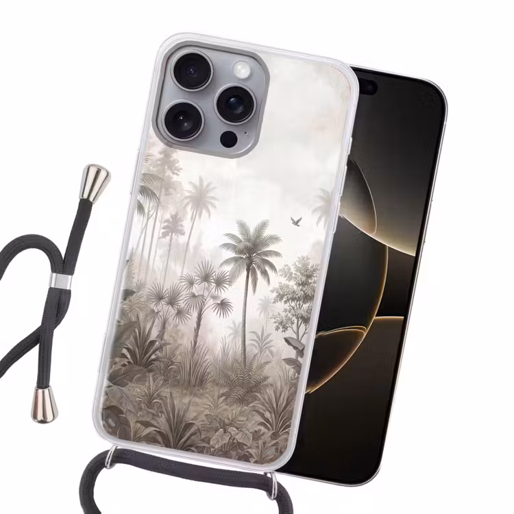 Jungle - Palmbomen - Natuur Hoesje iPhone 16 Pro Max met koord klein -sfeer1