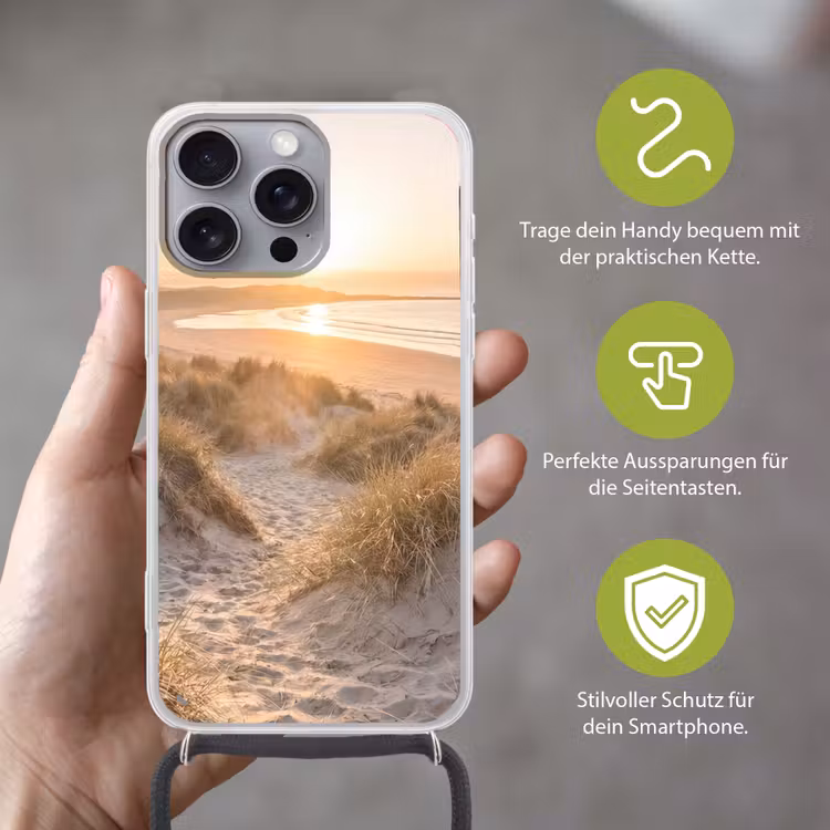 Duinen - Strand - Zee Hoesje iPhone 16 Pro Max met koord klein -sfeer2_DE