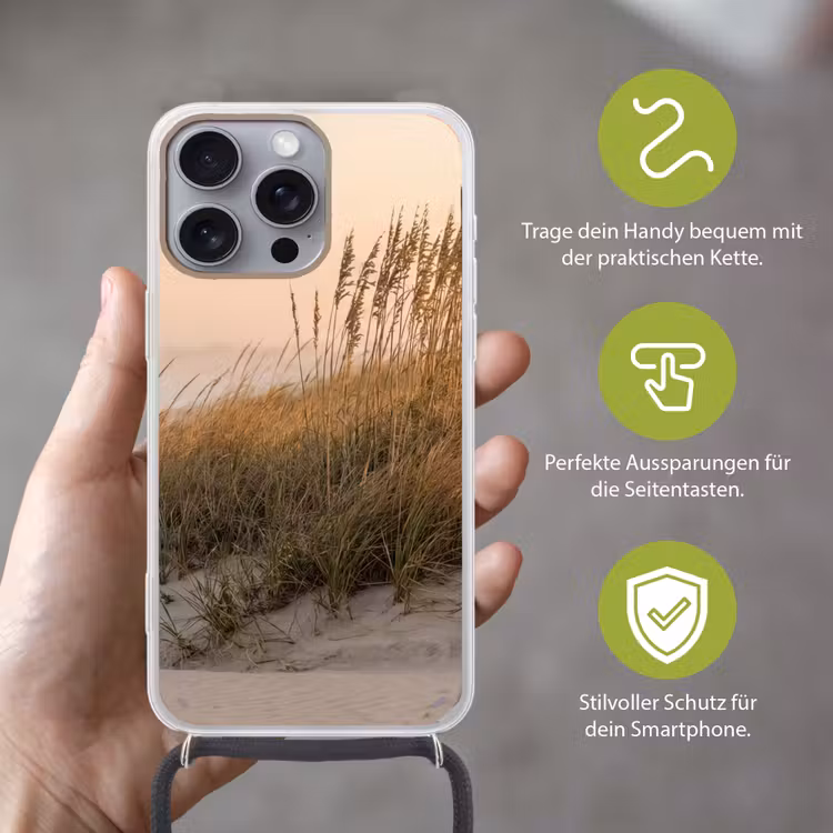 Duinlandschap - Zonsondergang - Strand Hoesje iPhone 16 Pro Max met koord klein -sfeer2_DE