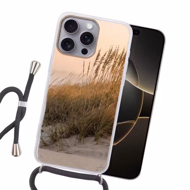 Duinlandschap - Zonsondergang - Strand Hoesje iPhone 16 Pro Max met koord klein -sfeer1