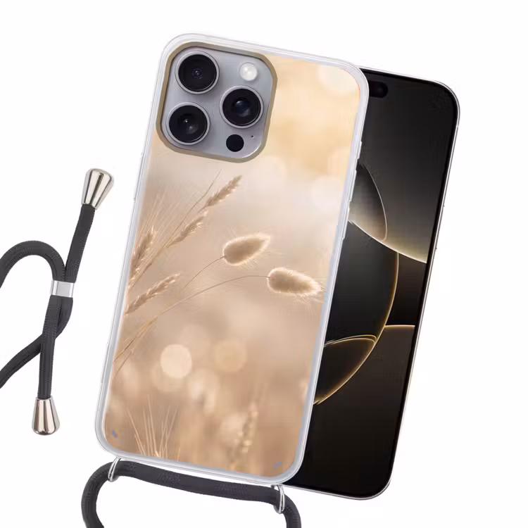 Hazestaartgras - Graanharen - Zonlicht Hoesje iPhone 16 Pro Max met koord klein -sfeer1
