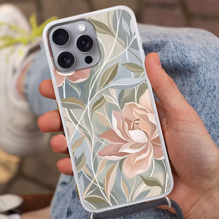 Elegant - Romantiek - Roze Hoesje iPhone 16 Pro Max met koord klein -sfeer3