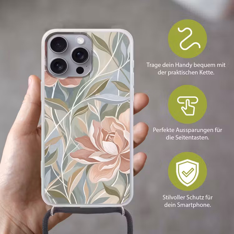 Elegant - Romantiek - Roze Hoesje iPhone 16 Pro Max met koord klein -sfeer2_DE