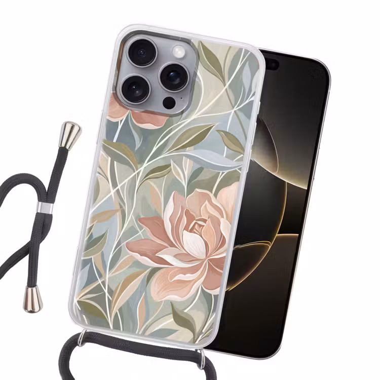 Elegant - Romantiek - Roze Hoesje iPhone 16 Pro Max met koord klein -sfeer1