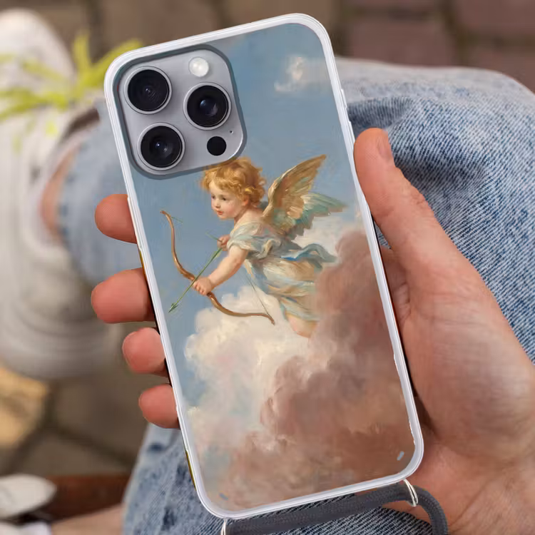 Engel - Pijl en boog - Mythologie - Klassiek Hoesje iPhone 16 Pro Max met koord klein -sfeer3