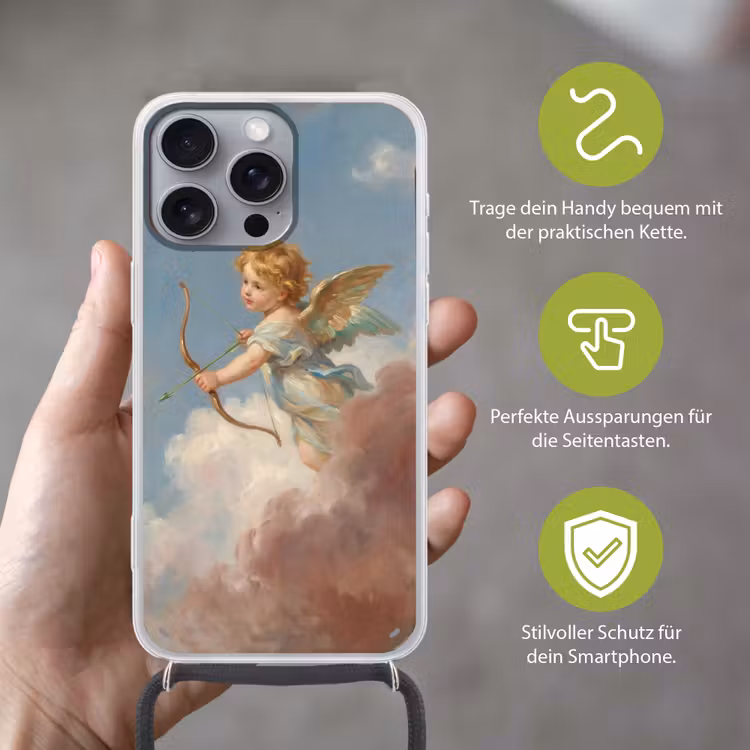 Engel - Pijl en boog - Mythologie - Klassiek Hoesje iPhone 16 Pro Max met koord klein -sfeer2_DE