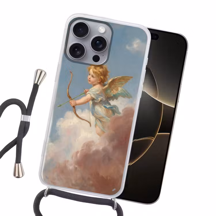 Engel - Pijl en boog - Mythologie - Klassiek Hoesje iPhone 16 Pro Max met koord klein -sfeer1
