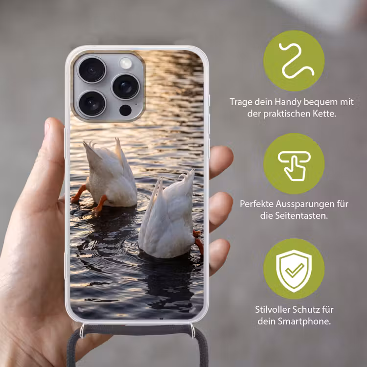 Eenden - Water - Natuur Hoesje iPhone 16 Pro Max met koord klein -sfeer2_DE