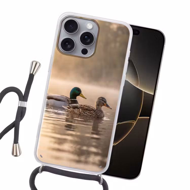Eenden - Water - Mist - Natuur Hoesje iPhone 16 Pro Max met koord klein -sfeer1