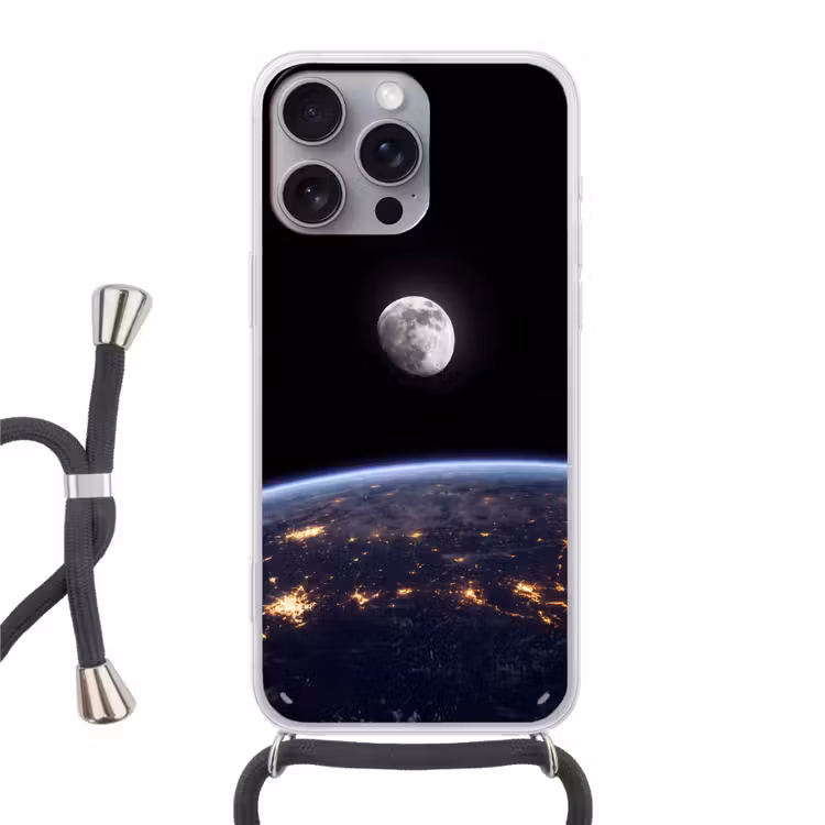 Handyhülle mit Band - Erde – Nacht – Weltraum - Aarde - Nacht - Ruimte Hoesje iPhone 16 Pro Max met koord klein