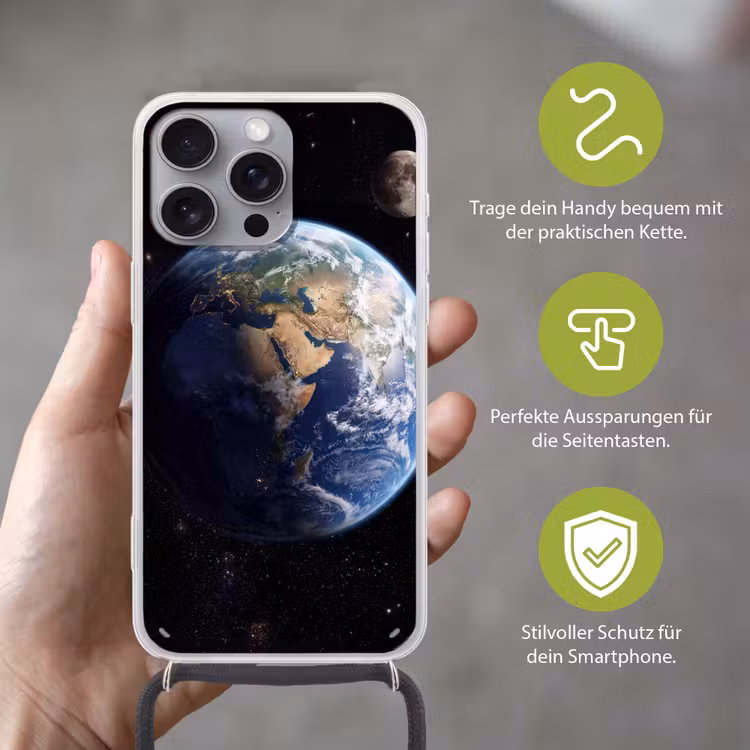 Aarde - Ruimte - Blauw - Groen Hoesje iPhone 16 Pro Max met koord klein -sfeer2_DE
