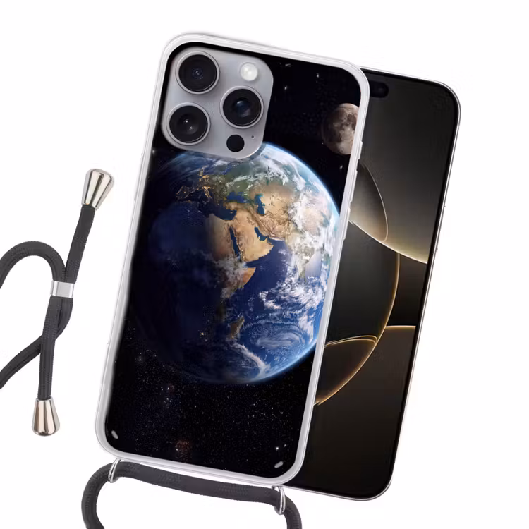 Aarde - Ruimte - Blauw - Groen Hoesje iPhone 16 Pro Max met koord klein -sfeer1