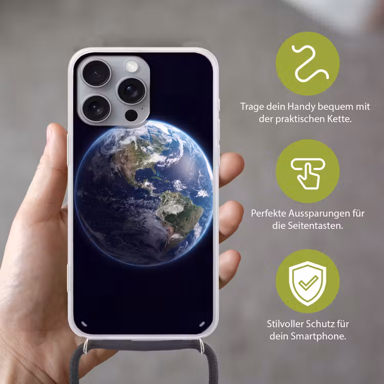 Handyhülle mit Band - Erde – Weltraum – Kosmos - Aarde - Ruimte - Kosmos Hoesje iPhone 16 Pro Max met koord klein