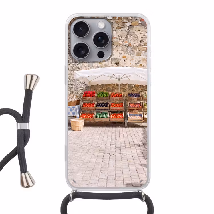 Handyhülle mit Band - Essen – Markt – Frisch - Eten - Markt - Vers Hoesje iPhone 16 Pro Max met koord klein