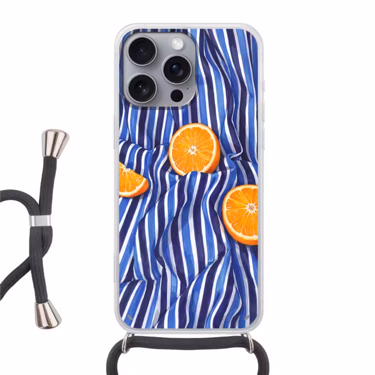 Handyhülle mit Band - Essen – Obst – Orange - Eten - Fruit - Oranje Hoesje iPhone 16 Pro Max met koord klein