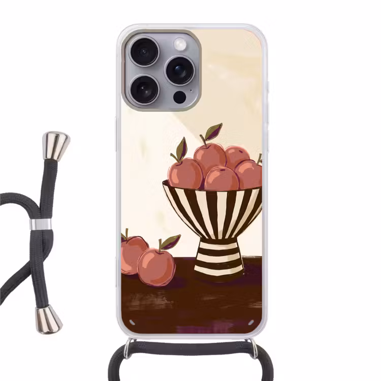 Eten - Schaal - Stilleven - Modern - Rood Hoesje iPhone 16 Pro Max met koord klein -3d